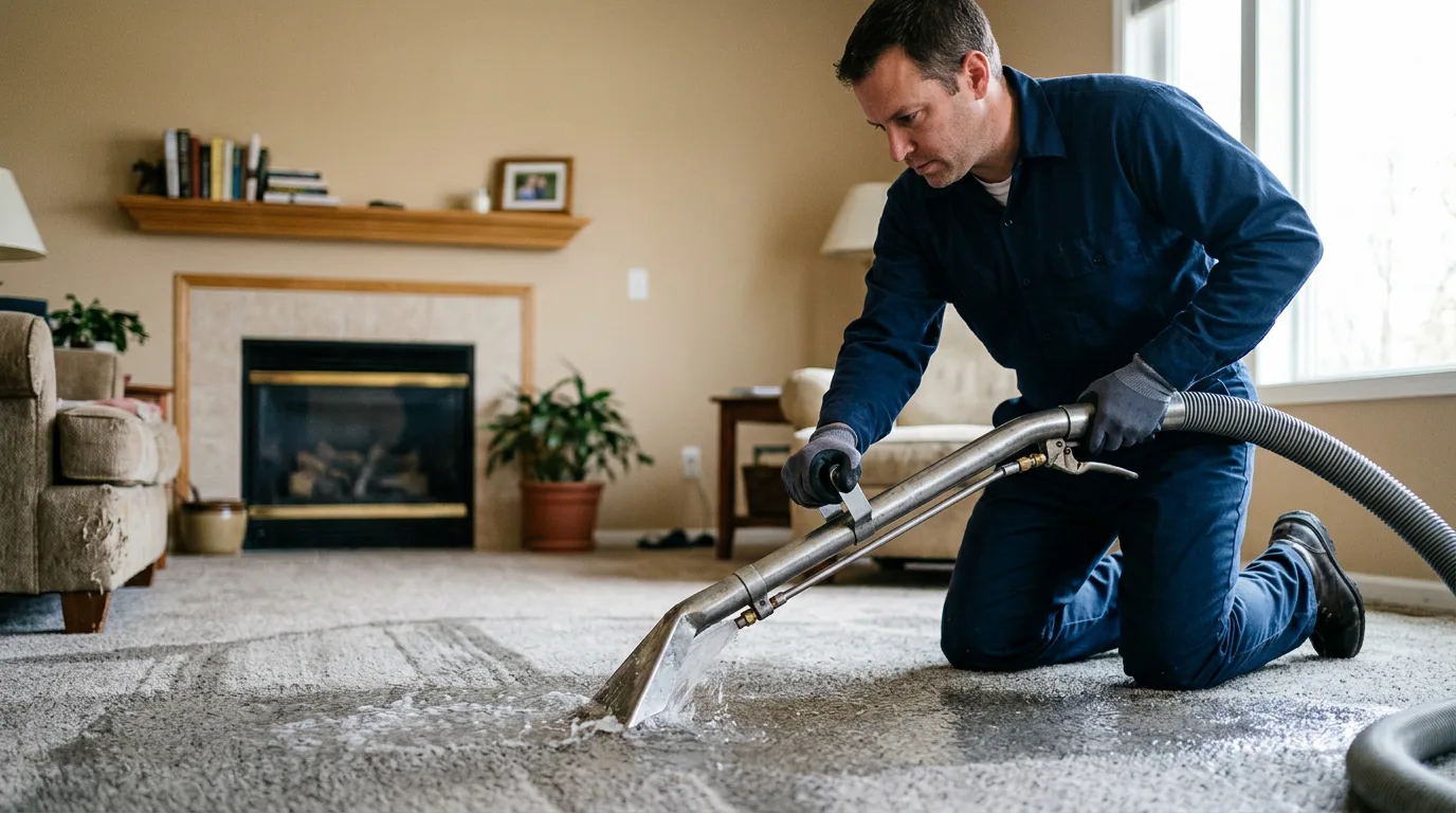 Water damage restoration technician working near Hunter, OK